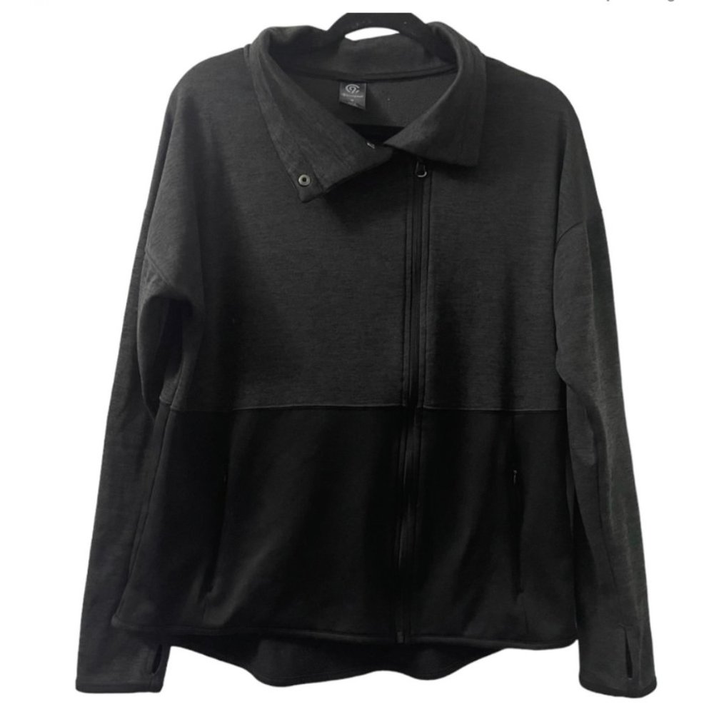 Champion Lightweight Color Block Jacket with Asymmetrical Zipper Black Medium - Picture 1 of 2